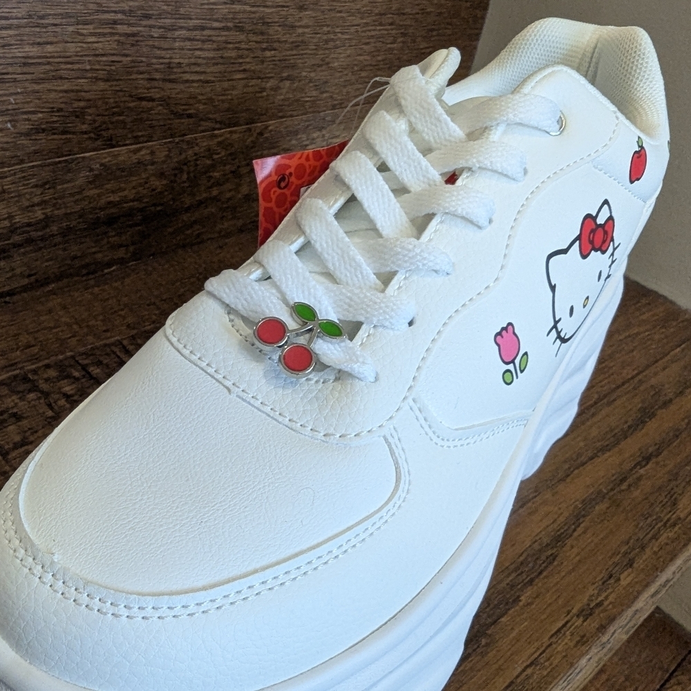 New Sanrio Hello Kitty Platform Sneakers White Woman's US 10 EU 41 From Spain - Picture 9 of 16
